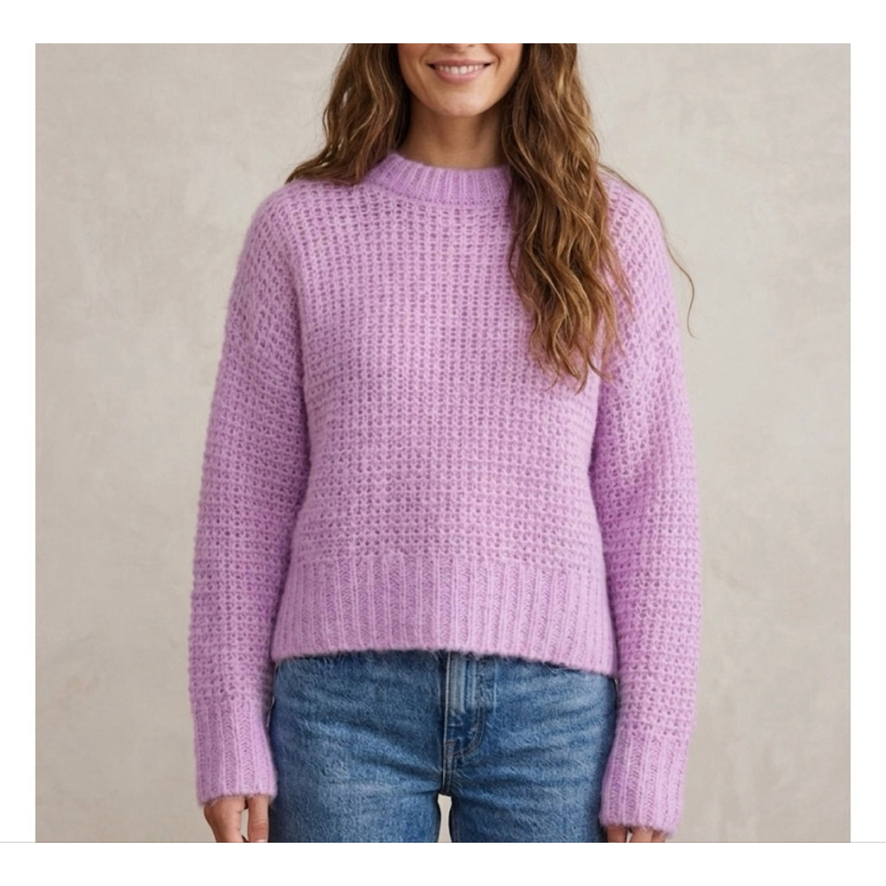 Chelsea28 Loose Knit Crew Neck Sweater Light Purple Size S